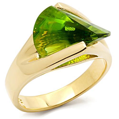 JCES398 Gold 925 Sterling Silver Ring with Synthetic Spinel in Peridot