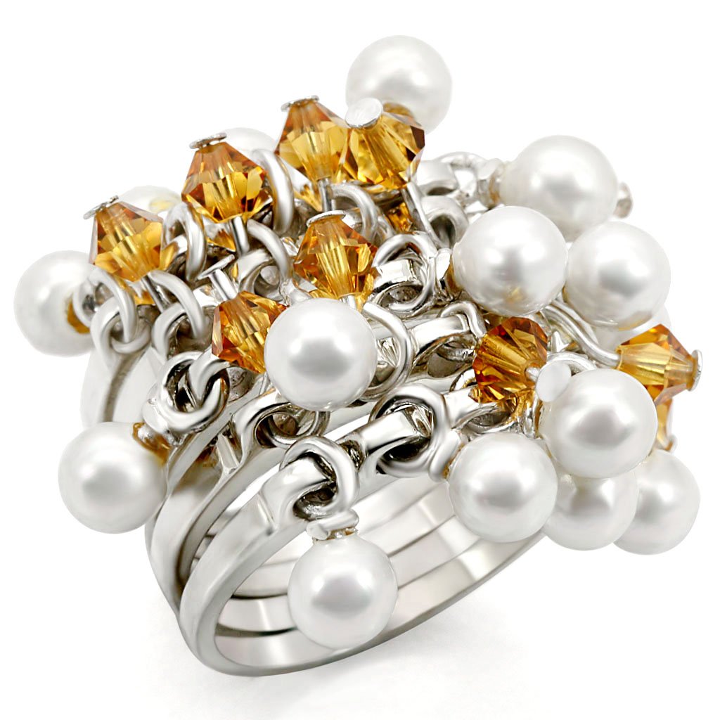 JCES465 Silver 925 Sterling Silver Ring with Top Grade Crystal  in Topaz