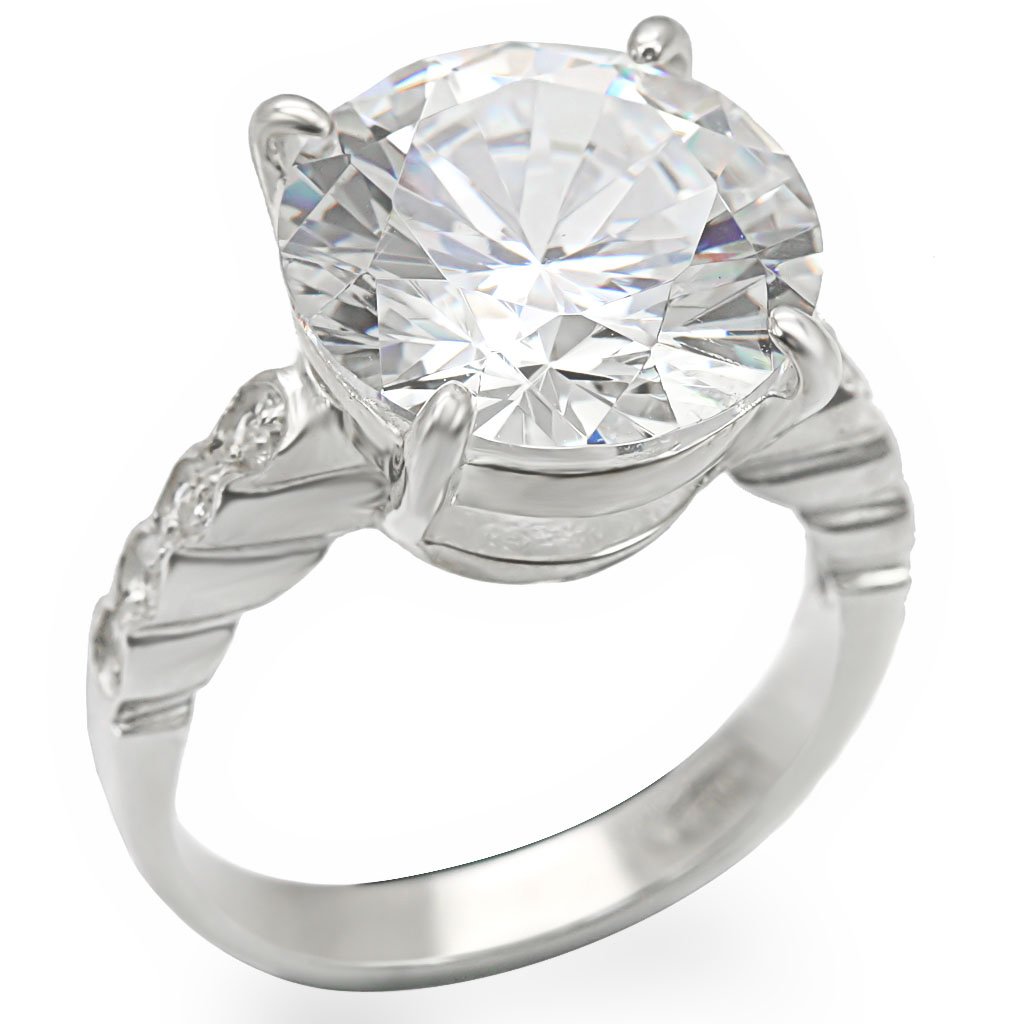 JCES472 Silver 925 Sterling Silver Ring with AAA Grade CZ  in Clear