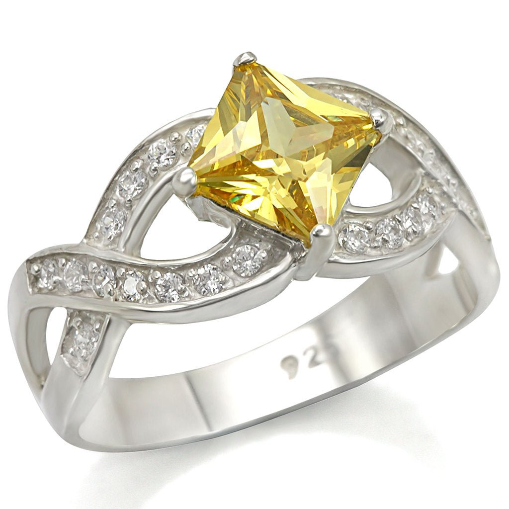 JCES475 Silver 925 Sterling Silver Ring with AAA Grade CZ  in Topaz