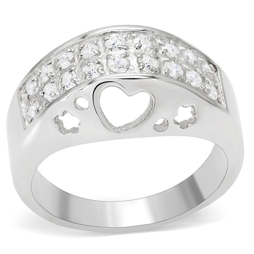 JCES506 Silver 925 Sterling Silver Ring with AAA Grade CZ  in Clear