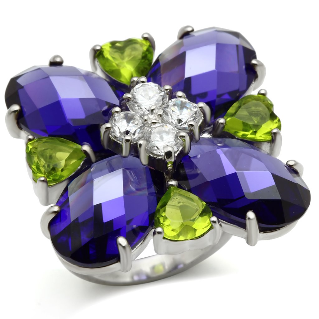 JCES534 Silver 925 Sterling Silver Ring with AAA Grade CZ  in Multi Color
