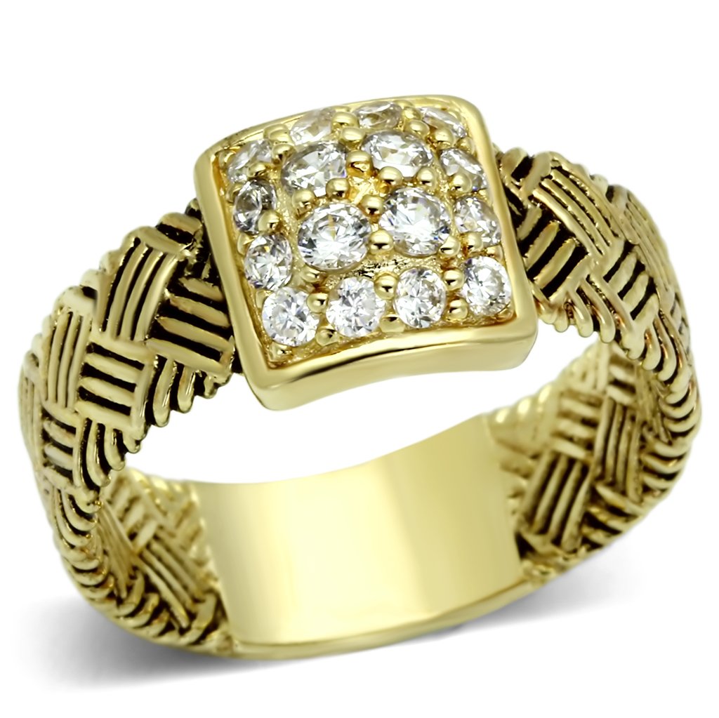 JCES598 Gold 925 Sterling Silver Ring with AAA Grade CZ  in Clear