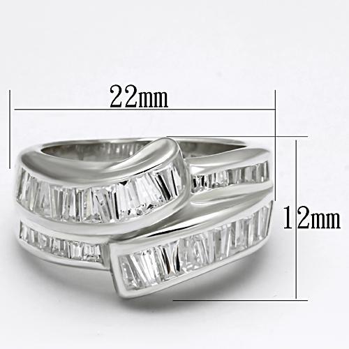 JCES637 Silver 925 Sterling Silver Ring with AAA Grade CZ  in Clear