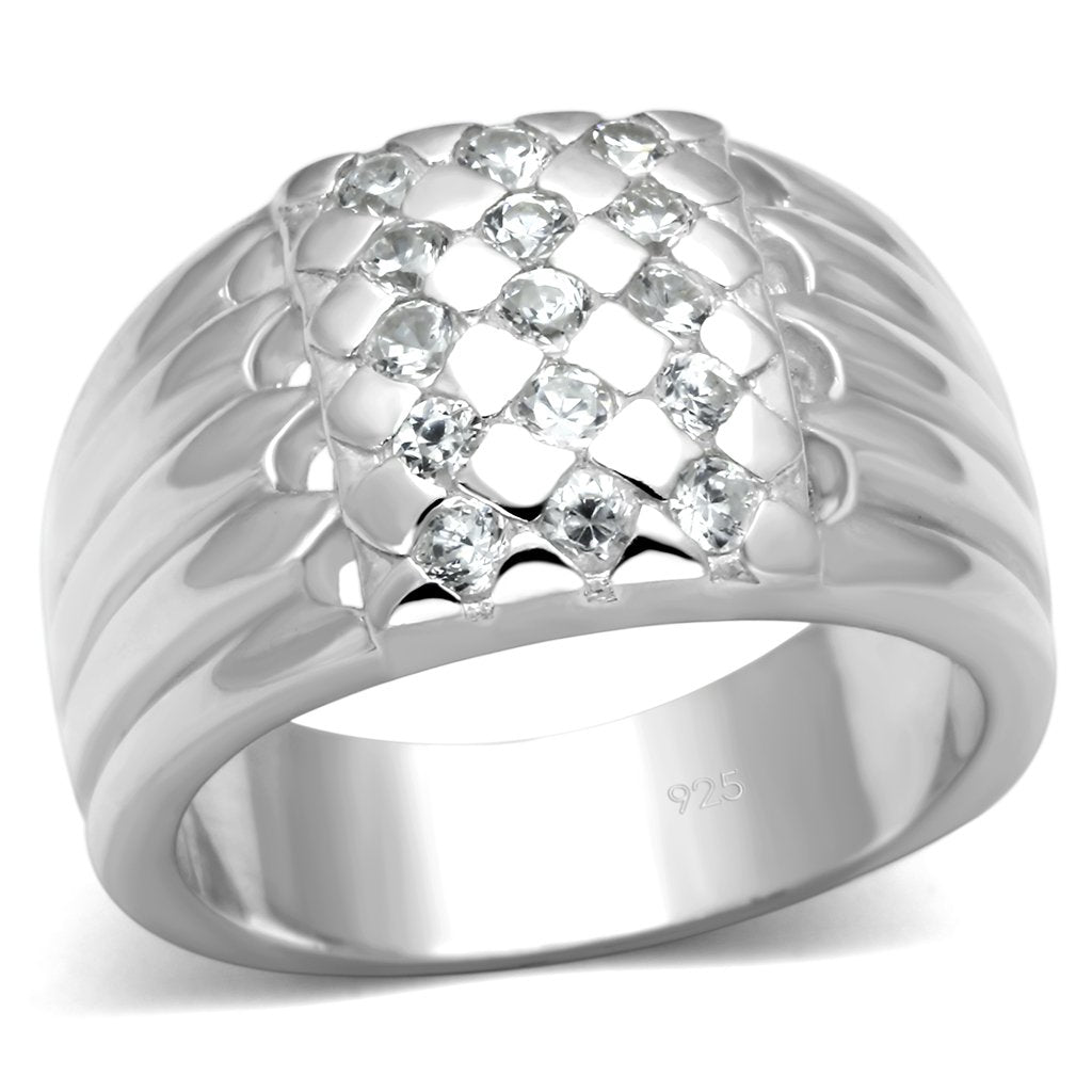 JCES639 Silver 925 Sterling Silver Ring with AAA Grade CZ  in Clear