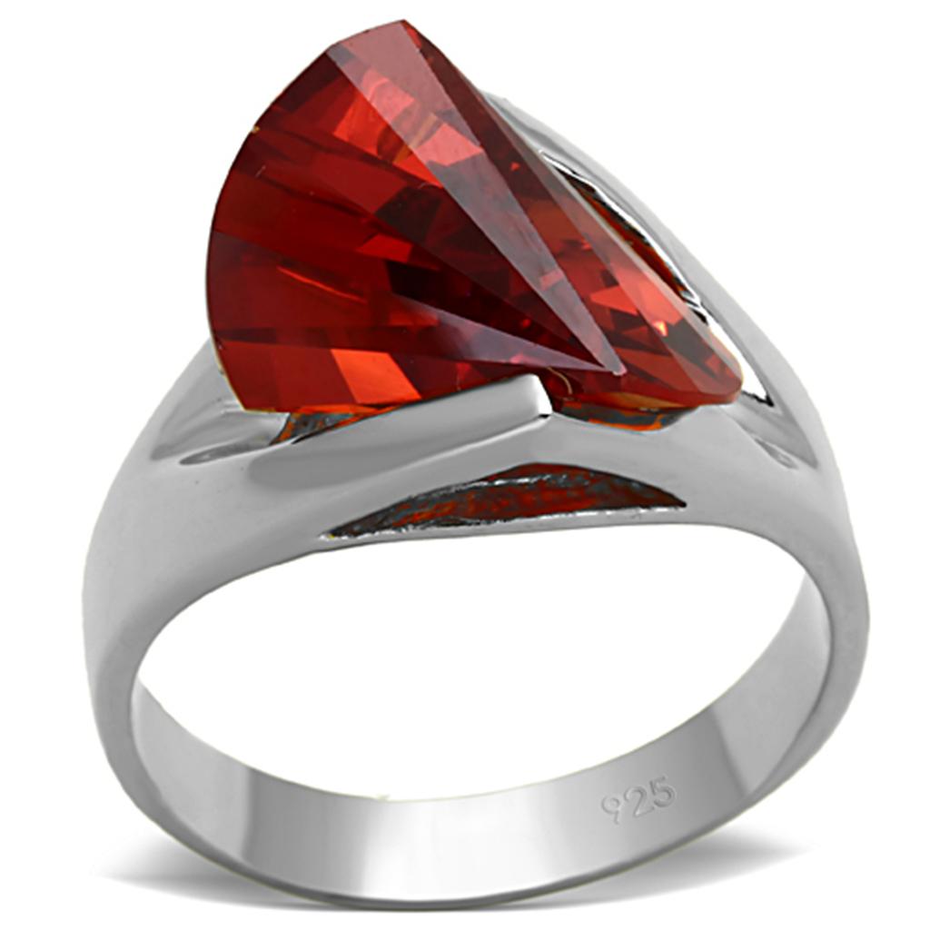 JCES640 Silver 925 Sterling Silver Ring with AAA Grade CZ  in Garnet