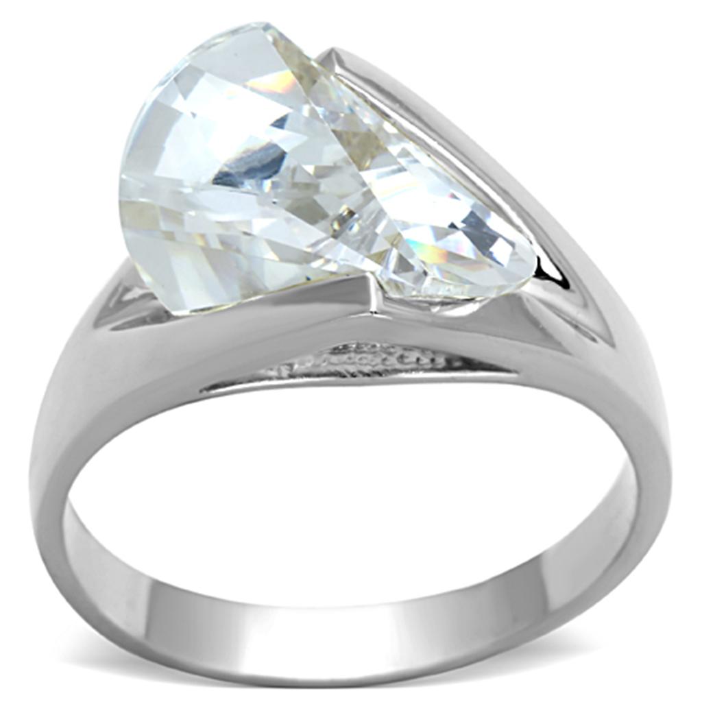 JCES650 Silver 925 Sterling Silver Ring with AAA Grade CZ  in Clear
