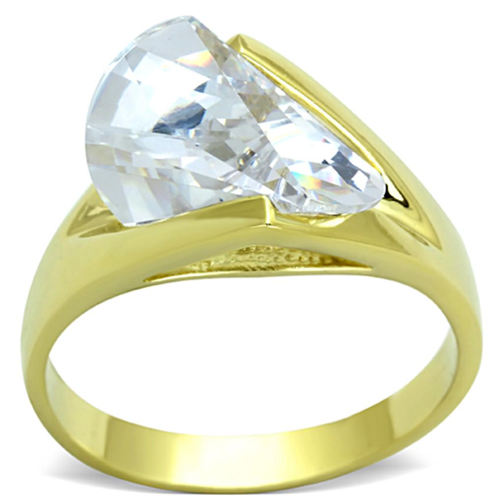 JCES651 Gold 925 Sterling Silver Ring with AAA Grade CZ  in Clear