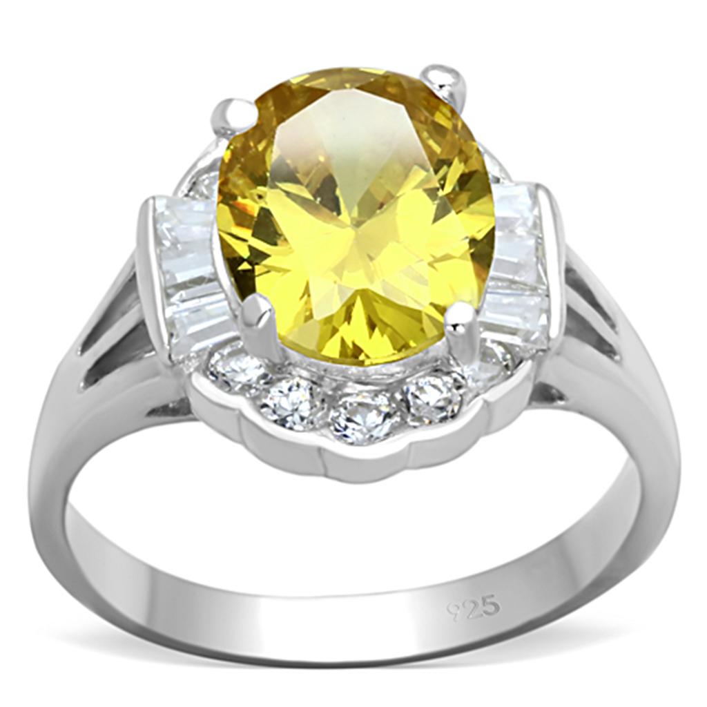 JCES659 Silver 925 Sterling Silver Ring with AAA Grade CZ  in Topaz