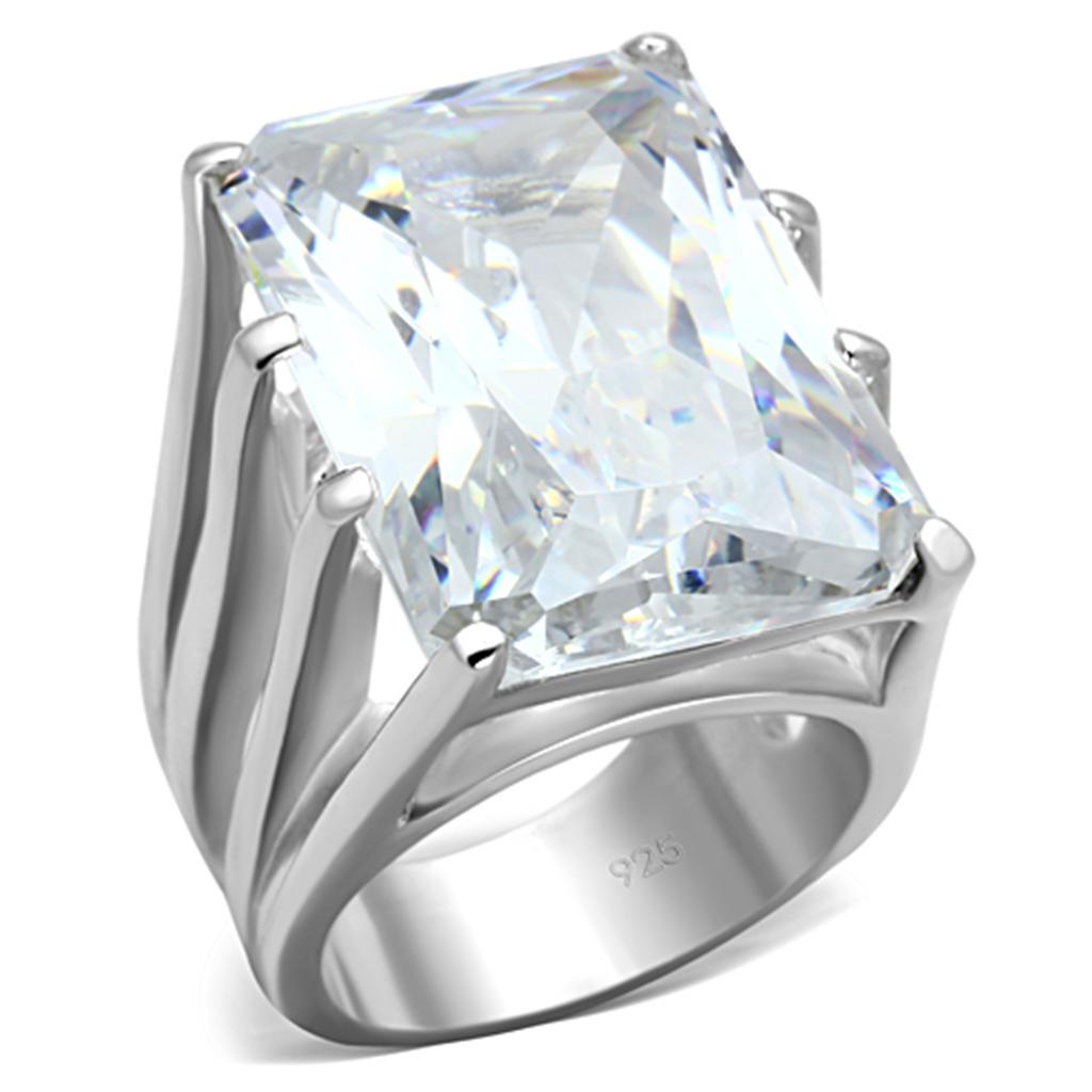 JCES666 Silver 925 Sterling Silver Ring with AAA Grade CZ  in Clear