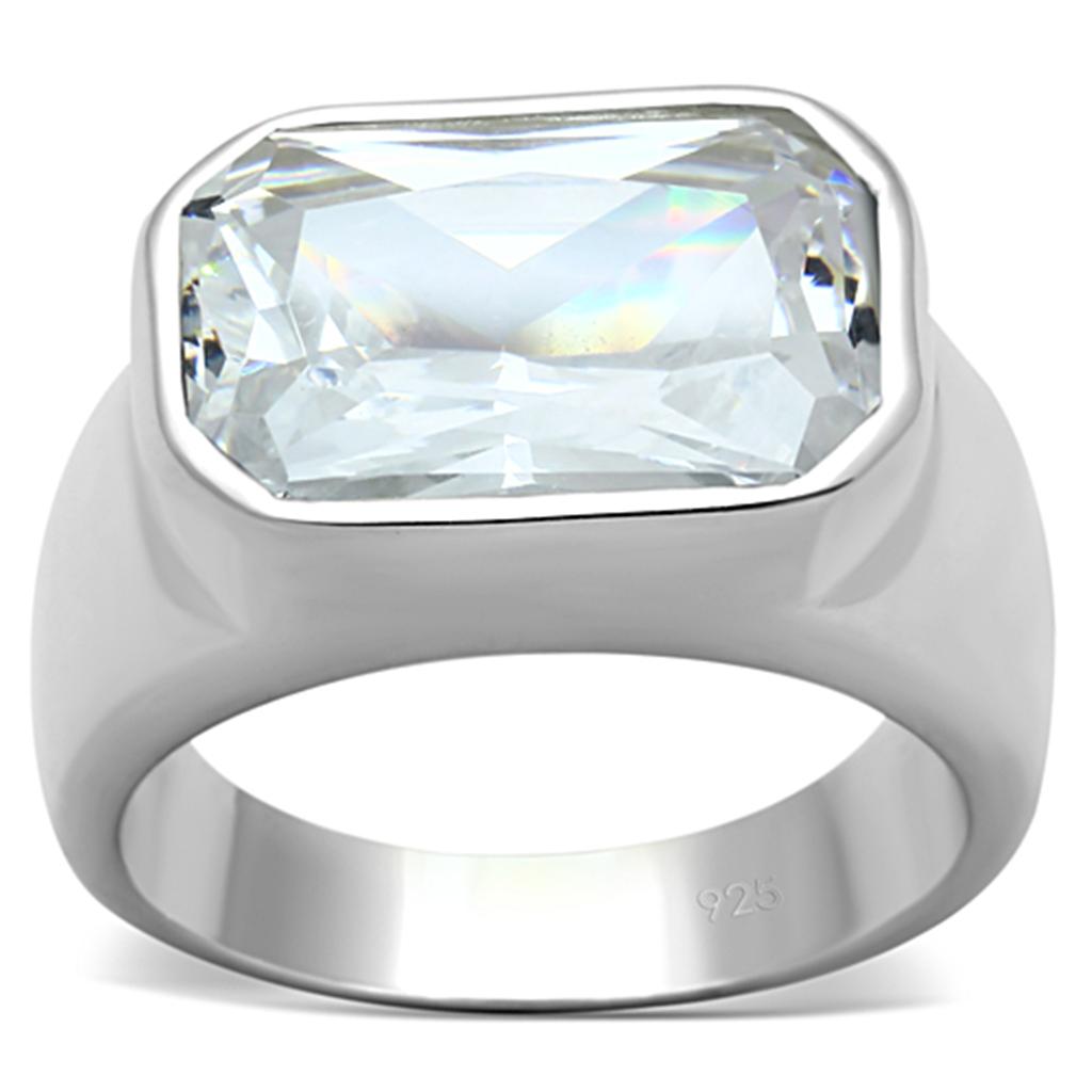JCES671 Silver 925 Sterling Silver Ring with AAA Grade CZ  in Clear
