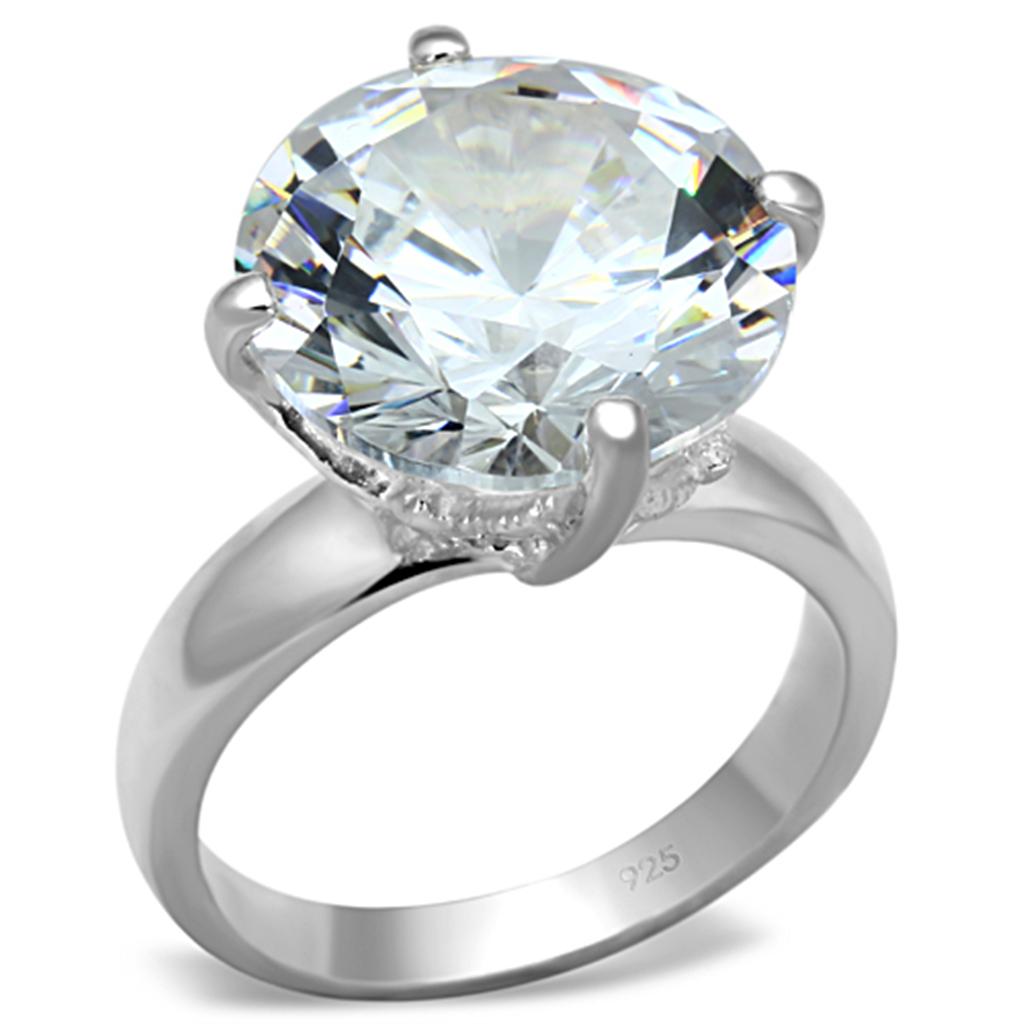 JCES681 Silver 925 Sterling Silver Ring with AAA Grade CZ  in Clear
