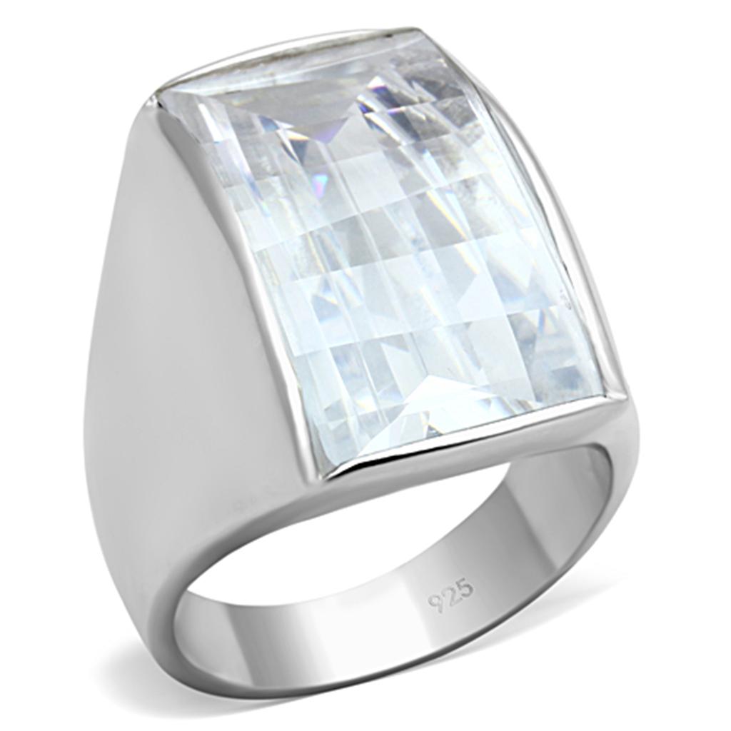 JCES690 Silver 925 Sterling Silver Ring with AAA Grade CZ  in Clear