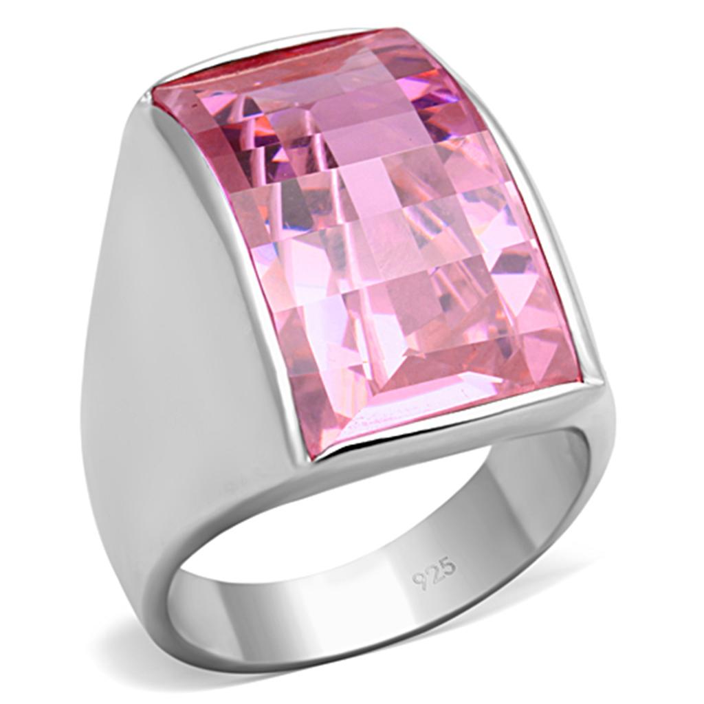 JCES695 Silver 925 Sterling Silver Ring with AAA Grade CZ  in Rose
