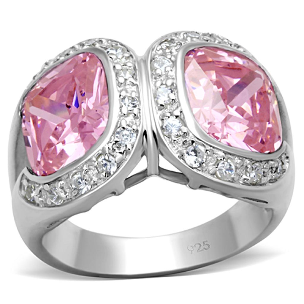 JCES697 Silver 925 Sterling Silver Ring with AAA Grade CZ  in Rose