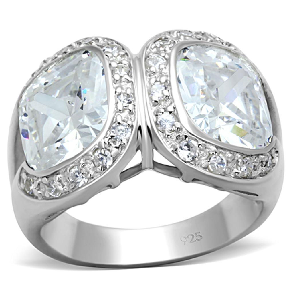 JCES698 Silver 925 Sterling Silver Ring with AAA Grade CZ  in Clear