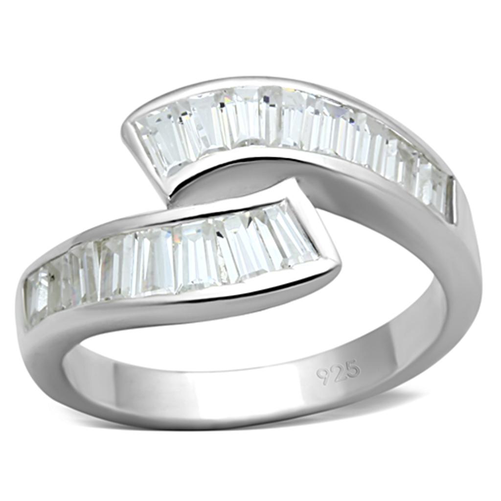 JCES705 Silver 925 Sterling Silver Ring with AAA Grade CZ  in Clear