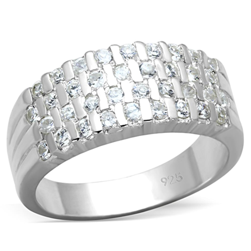 JCES707 Silver 925 Sterling Silver Ring with AAA Grade CZ  in Clear