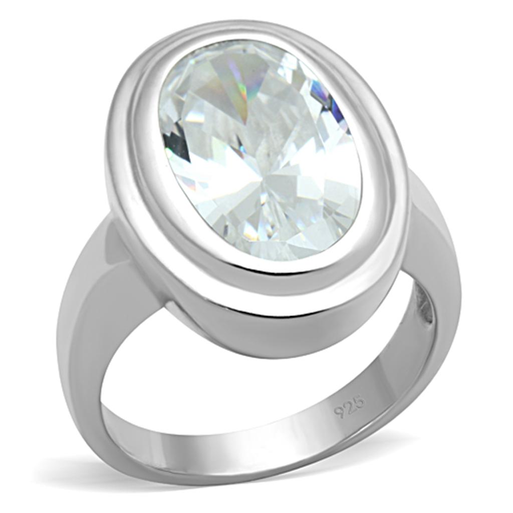 JCES728 Silver 925 Sterling Silver Ring with AAA Grade CZ  in Clear