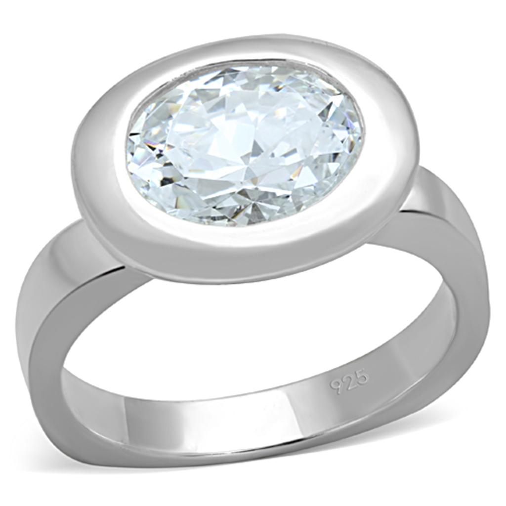 JCES750 Silver 925 Sterling Silver Ring with AAA Grade CZ  in Clear