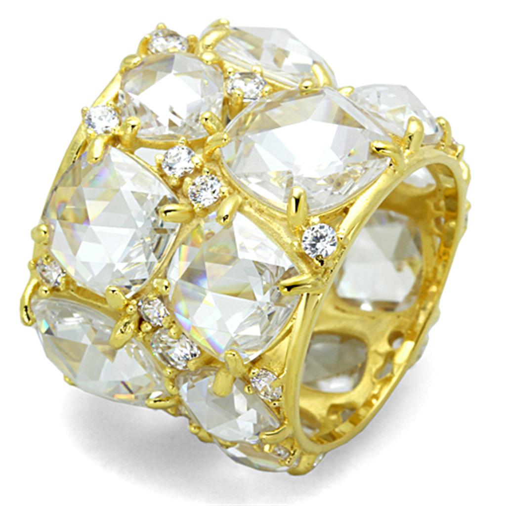 JCES765 Gold 925 Sterling Silver Ring with AAA Grade CZ  in Clear