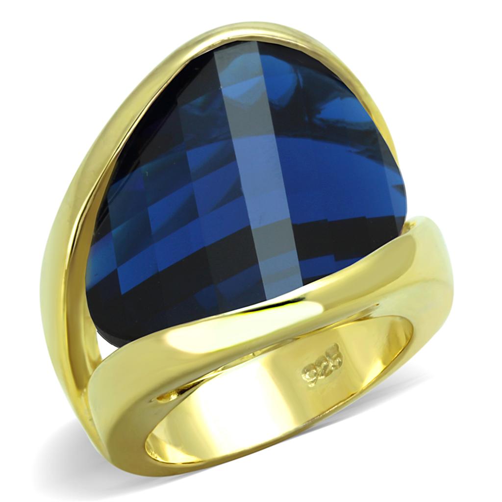JCES825 Gold 925 Sterling Silver Ring with Synthetic Synthetic Glass in Montana