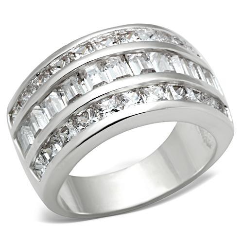 JCE022 Silver 925 Sterling Silver Ring with AAA Grade CZ  in Clear