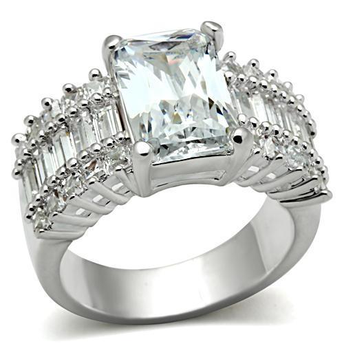 JCE023 Silver 925 Sterling Silver Ring with AAA Grade CZ  in Clear