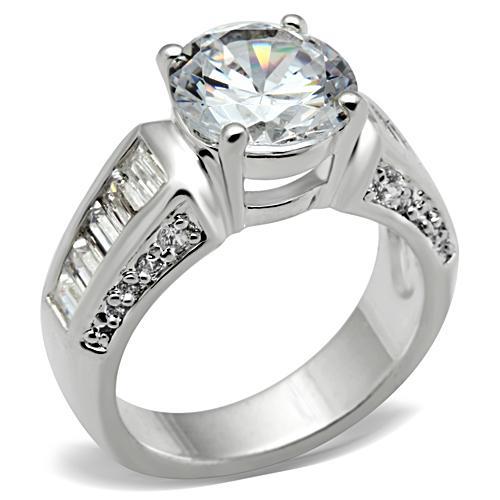 JCE031 Silver 925 Sterling Silver Ring with AAA Grade CZ  in Clear