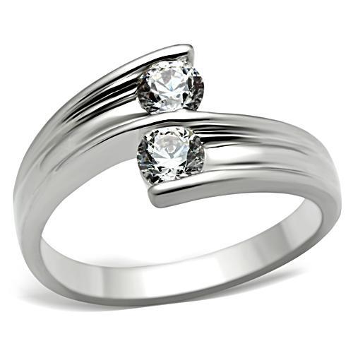 JCE064 Silver 925 Sterling Silver Ring with AAA Grade CZ  in Clear