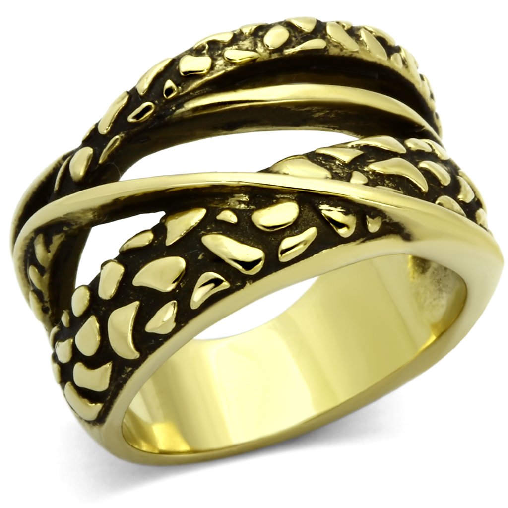 JCE1025 IP Gold(Ion Plating) Stainless Steel Ring with No Stone