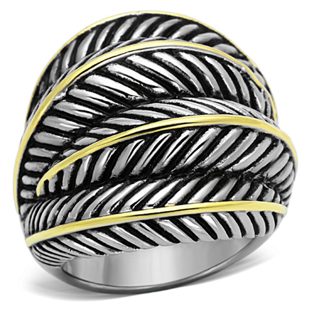 JCE1209 Two-Tone IP Gold (Ion Plating) Stainless Steel Ring with Epoxy  in Jet
