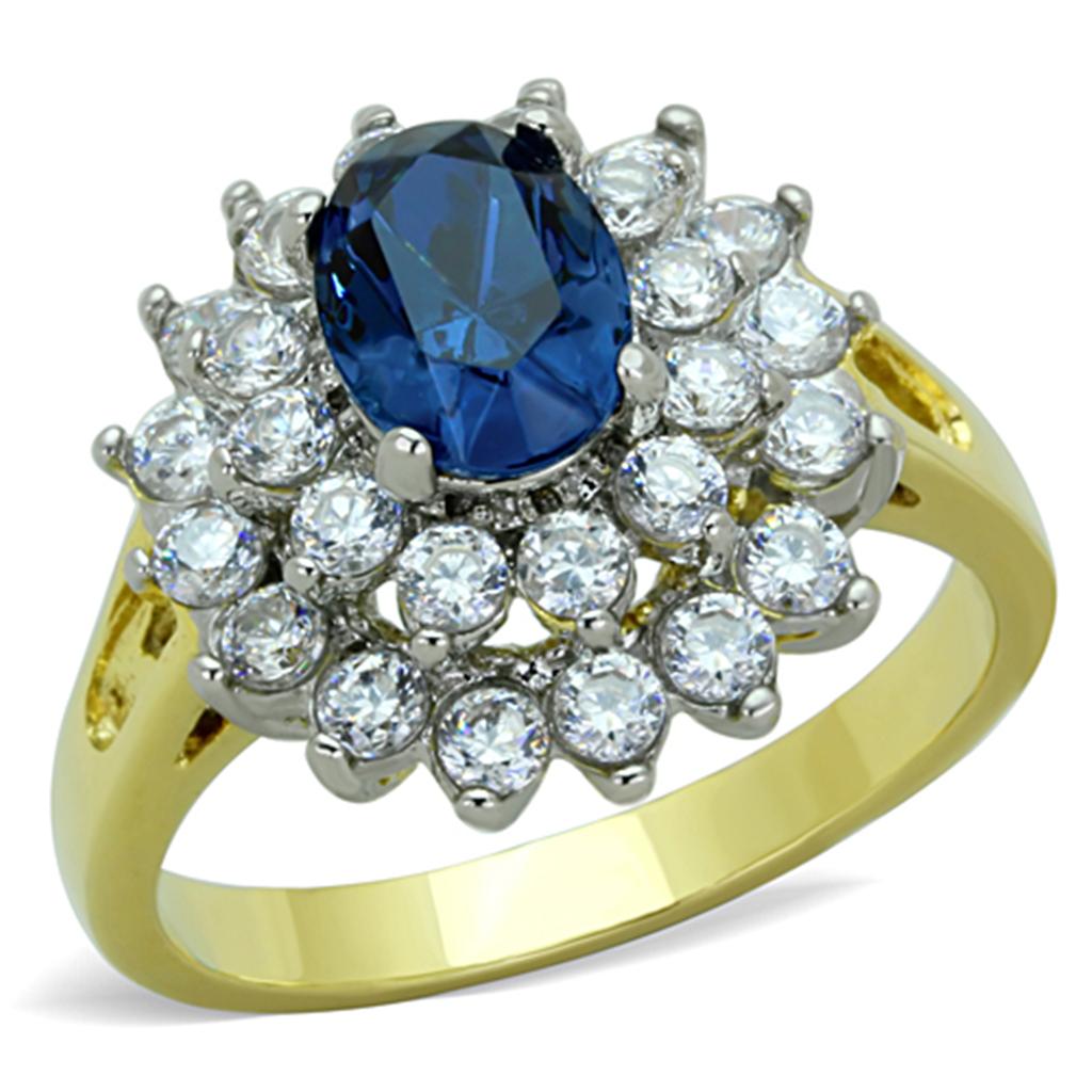 JCE1572 Two-Tone IP Gold (Ion Plating) Stainless Steel Ring with Top Grade Crystal  in Montana
