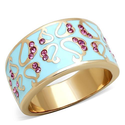 JCE1689 IP Rose Gold(Ion Plating) Stainless Steel Ring with Top Grade Crystal  in Rose