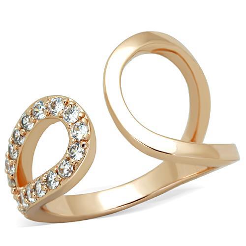 JCE1694 IP Rose Gold(Ion Plating) Stainless Steel Ring with AAA Grade CZ  in Clear