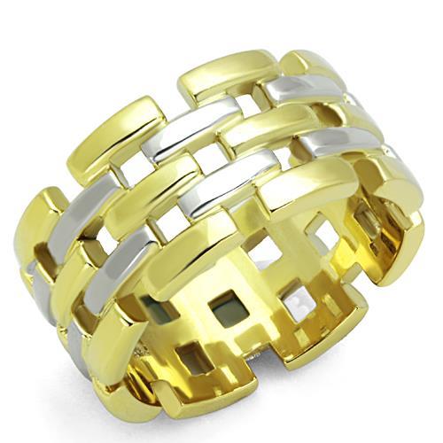 JCE1705 Two-Tone IP Gold (Ion Plating) Stainless Steel Ring with No Stone