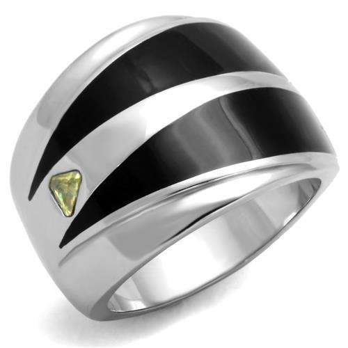 JCE1815 High polished (no plating) Stainless Steel Ring with AAA Grade CZ  in Topaz