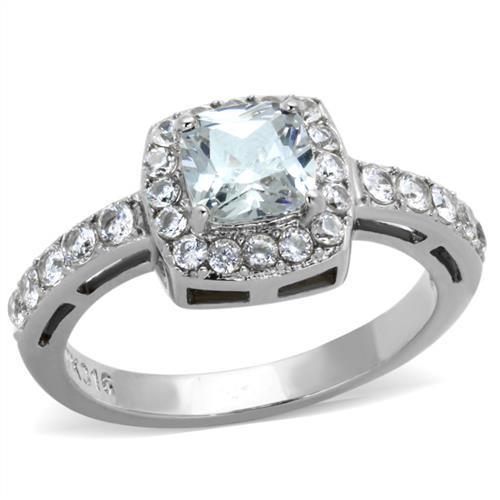 JCE1899N High-Polished Stainless Steel Ring with AAA Grade CZ  in Clear
