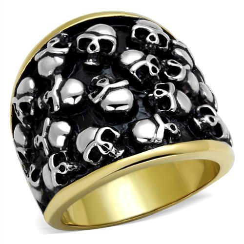 JCE2057 Two-Tone IP Gold (Ion Plating) Stainless Steel Ring with No Stone