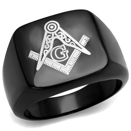 JCE2227 IP Black(Ion Plating) Stainless Steel Ring with No Stone