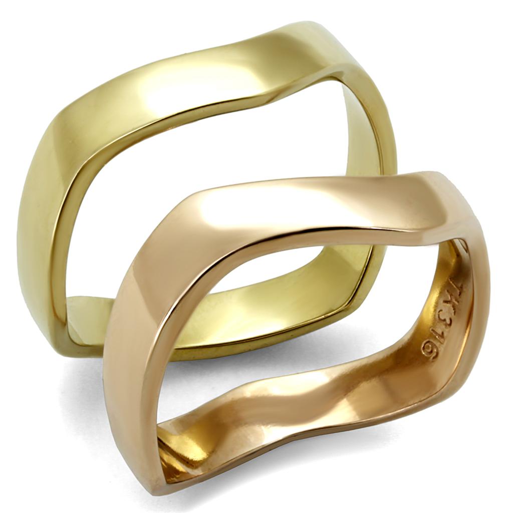JCE2265 IP Gold & IP Rose Gold (Ion Plating) Stainless Steel Ring with No Stone
