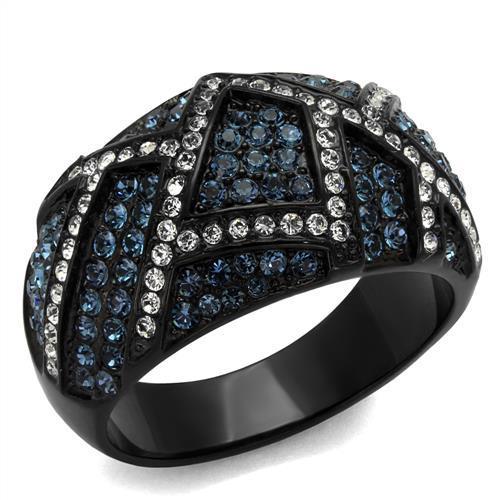 JCE2353 IP Black(Ion Plating) Stainless Steel Ring with Top Grade Crystal  in Montana