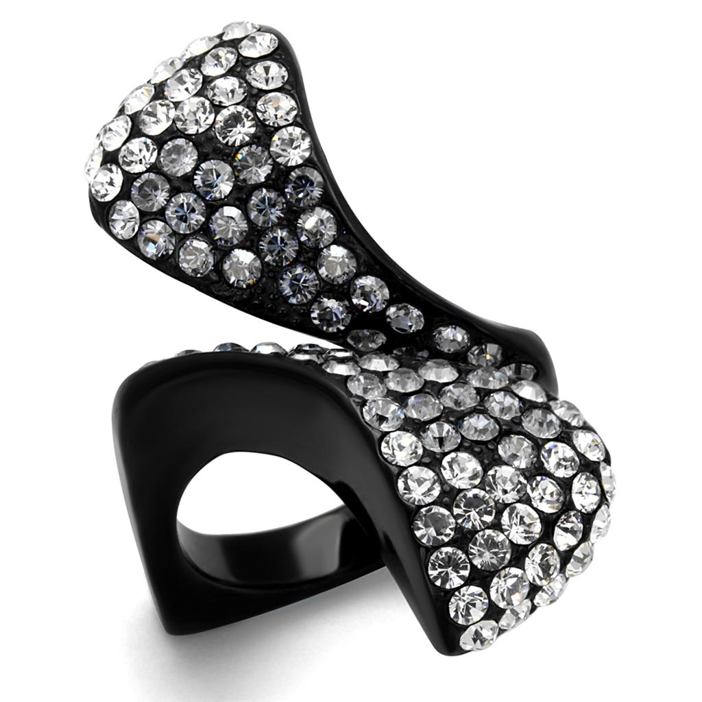 JCE2360 IP Black(Ion Plating) Stainless Steel Ring with Top Grade Crystal  in Montana