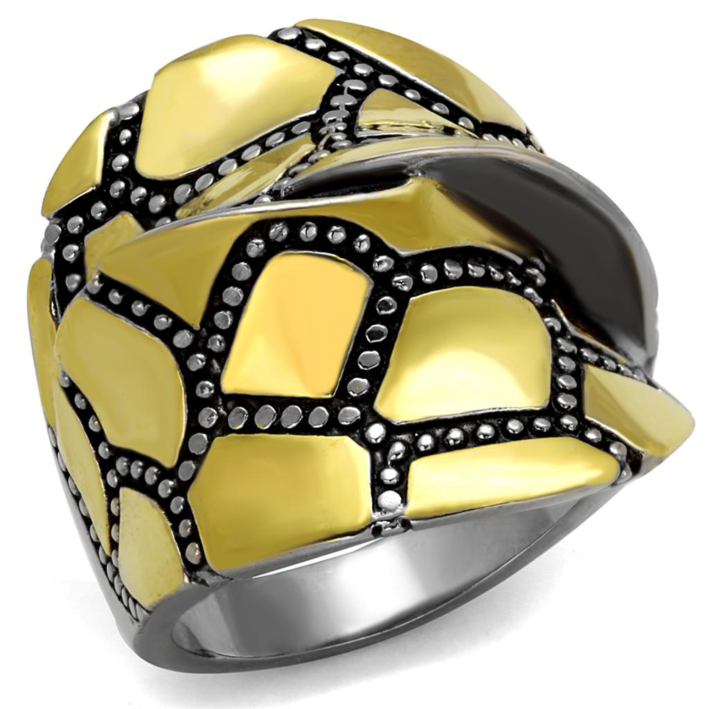 JCE2368 Two-Tone IP Gold (Ion Plating) Stainless Steel Ring with Epoxy  in Jet