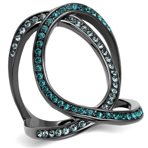 JCE2557 IP Light Black  (IP Gun) Stainless Steel Ring with Top Grade Crystal  in Multi Color