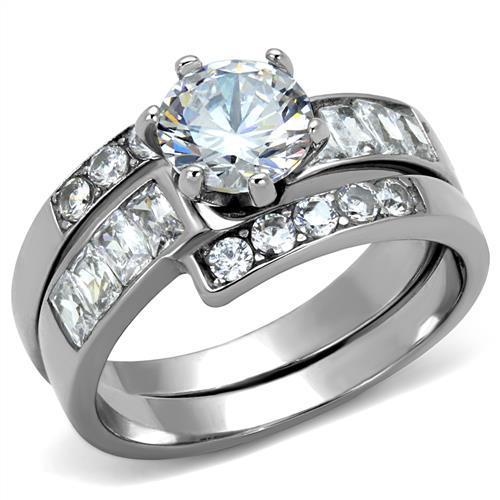 JCE2616 No Plating Stainless Steel Ring with AAA Grade CZ  in Clear