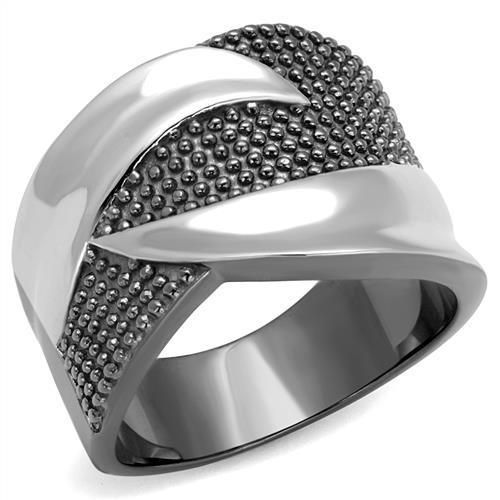 JCE2700 Two Tone IP Light Black (IP Gun) Stainless Steel Ring with No Stone