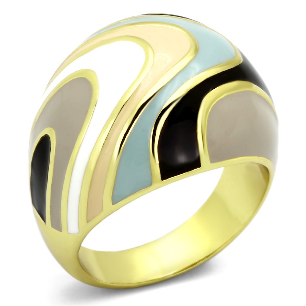JCE870 IP Gold(Ion Plating) Stainless Steel Ring with Epoxy  in Multi Color