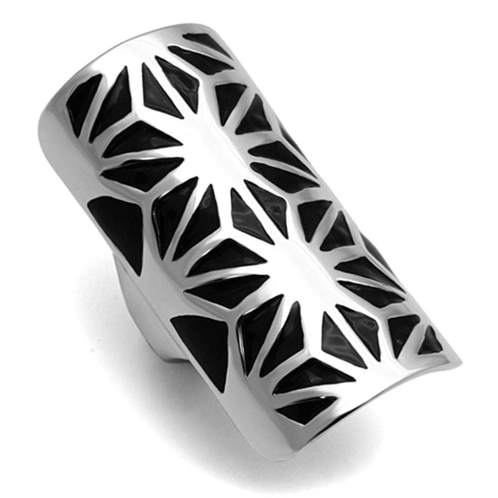 JCE918 High polished (no plating) Stainless Steel Ring with Epoxy  in Jet