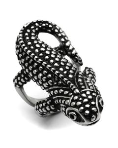 JCE933 High polished (no plating) Stainless Steel Ring with Top Grade Crystal  in Jet